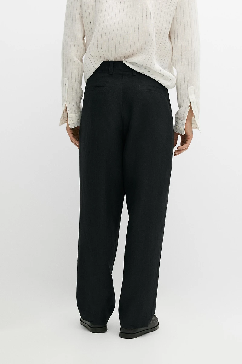 100% linen trousers with double darts