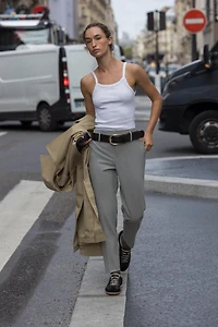 SLIM PANTS WITH WIDE BELT