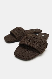 CROCHET FLAT SLIDE SANDALS