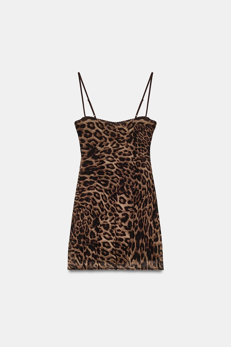ANIMAL PRINT CORSET TULLE DRESS