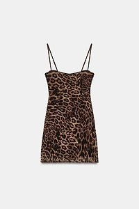 ANIMAL PRINT CORSET TULLE DRESS
