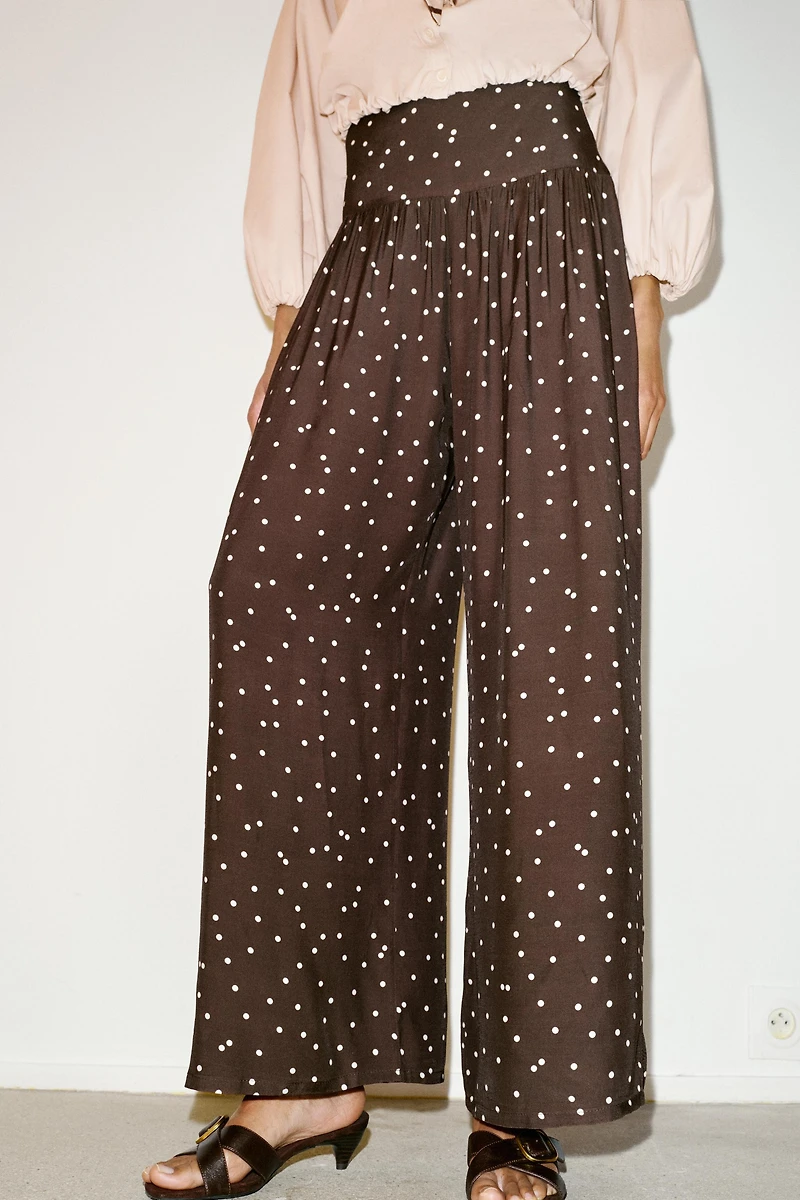 POLKA DOT WIDE LEG PANTS