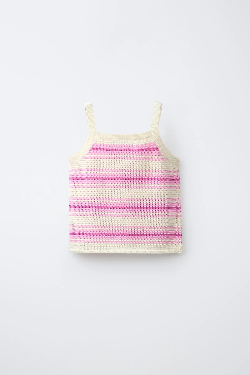 TOP EN MAILLE RAYURES HIBISCUS