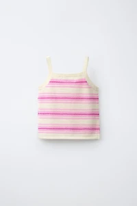 TOP EN MAILLE RAYURES HIBISCUS