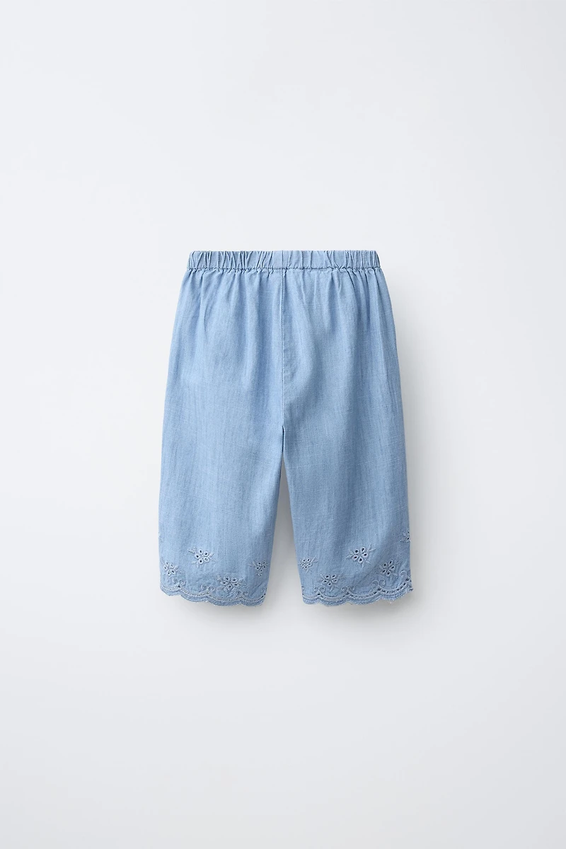 EMBROIDERED DENIM PANTS