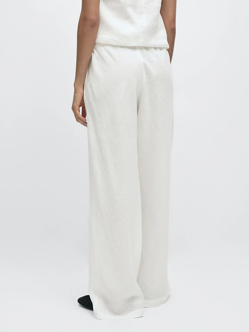 100% linen trousers with elasticated waistband