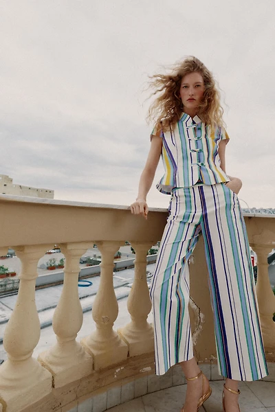 STRIPED STRAIGHT LEG PANTS