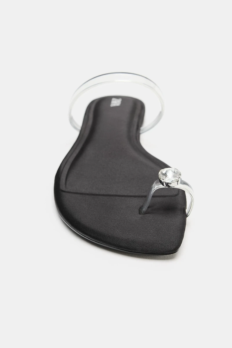 VINYL STRAP SLIDE SANDALS