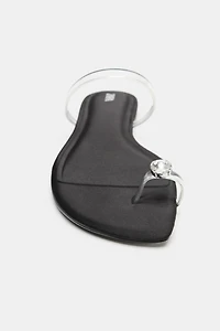 VINYL STRAP SLIDE SANDALS