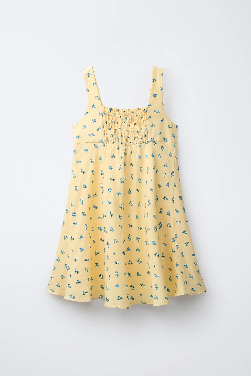 GATHERED FLORAL DRESS