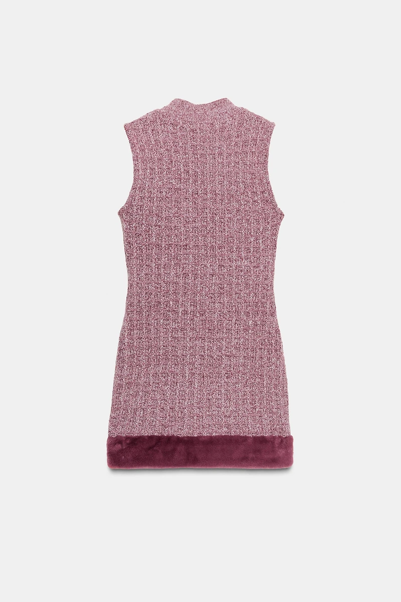FAUX FUR TEXTURED DRESS