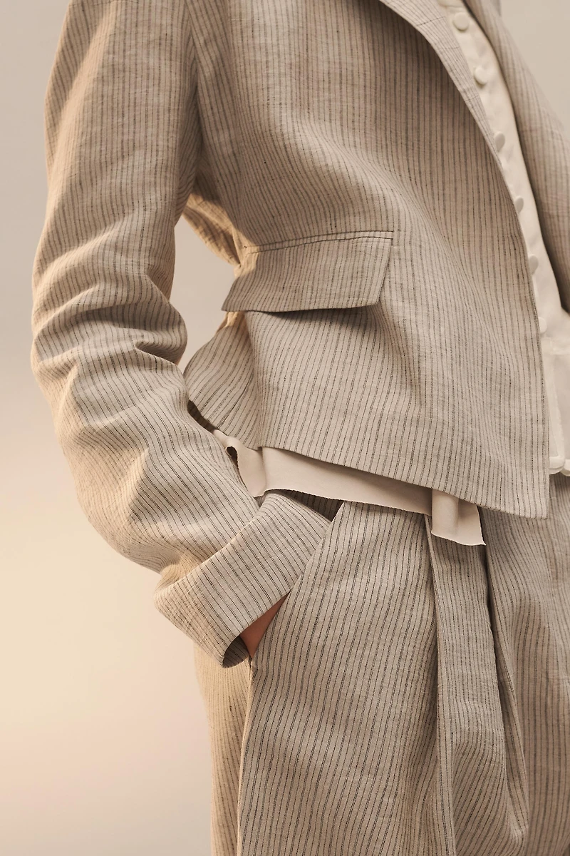 LIMITED EDITION STRIPED LINEN BLEND BLAZER