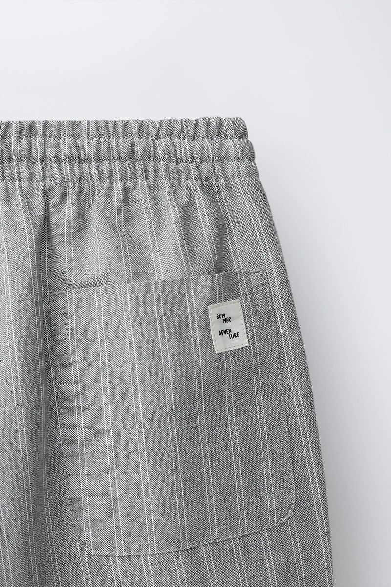 PANTALON RAYURES AVEC LIN
