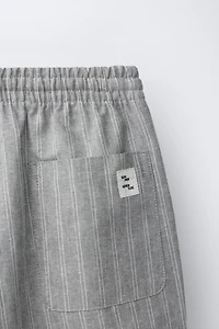 PANTALON RAYURES AVEC LIN