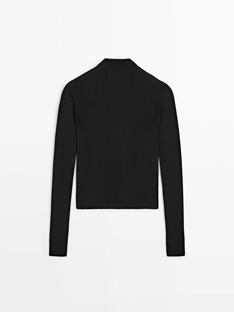 Cotton blend knit cardigan