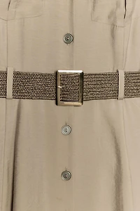 BELTED MIDI SHIRT DRESS