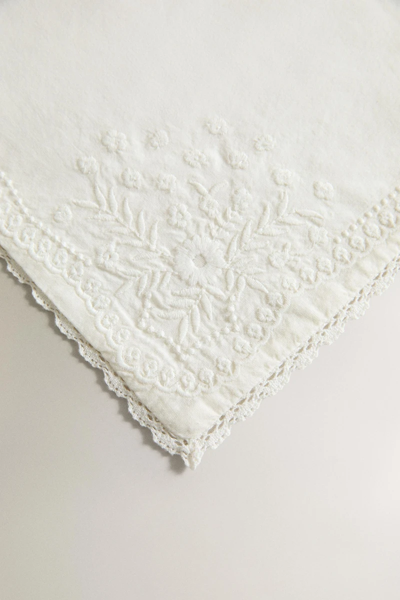 EMBROIDERED LACE TRIM COTTON CLOTHING BAG