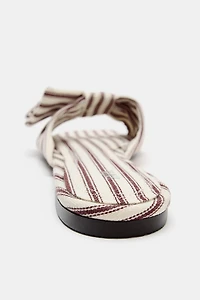 STRIPED FLAT SLIDE SANDALS