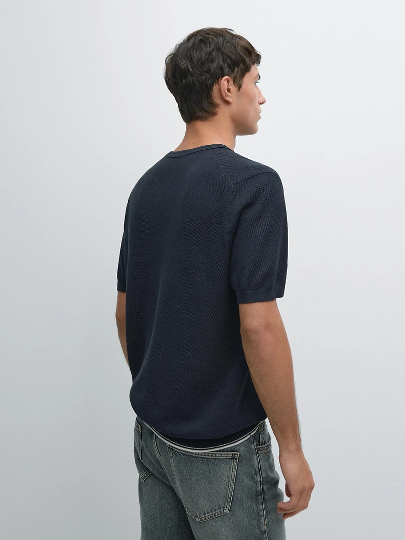 T-shirt en maille texturée à manches courtes