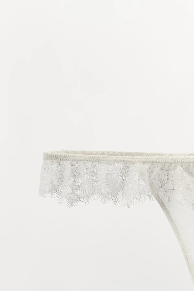 SILK BLEND LACE THONG