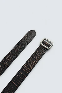 CRACKLED LEATHER WIDE BELT