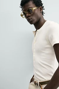 RIB KNIT HENLEY SHIRT