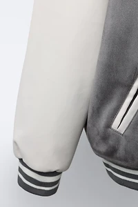 FAUX SUEDE COMBINATION BOMBER JACKET