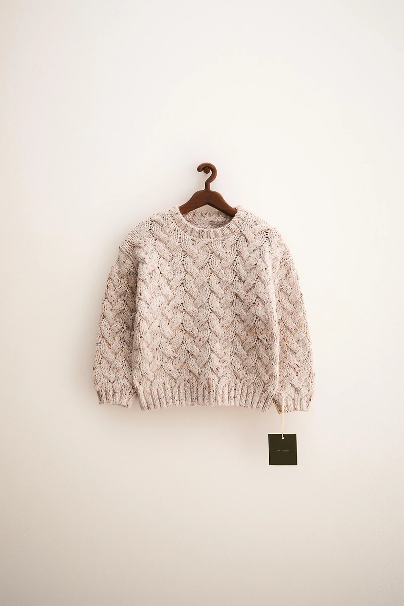 ZARA TIMELESS - PULL EN MAILLE À TORSADES BOUTONNÉ AVEC LAINE