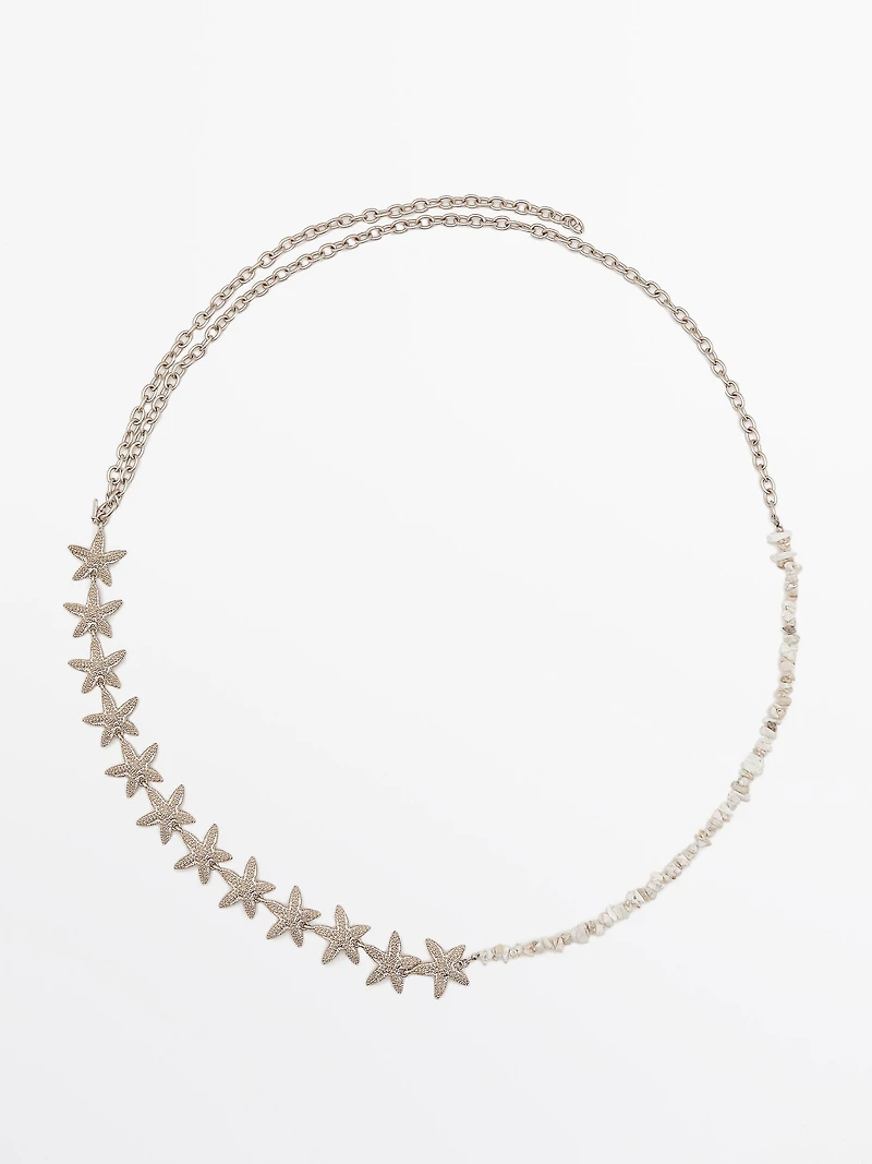 Chain belt with star rhinestones