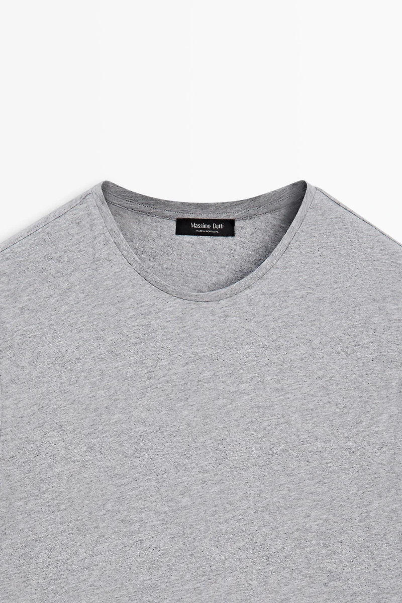 Short sleeve melange cotton T-shirt