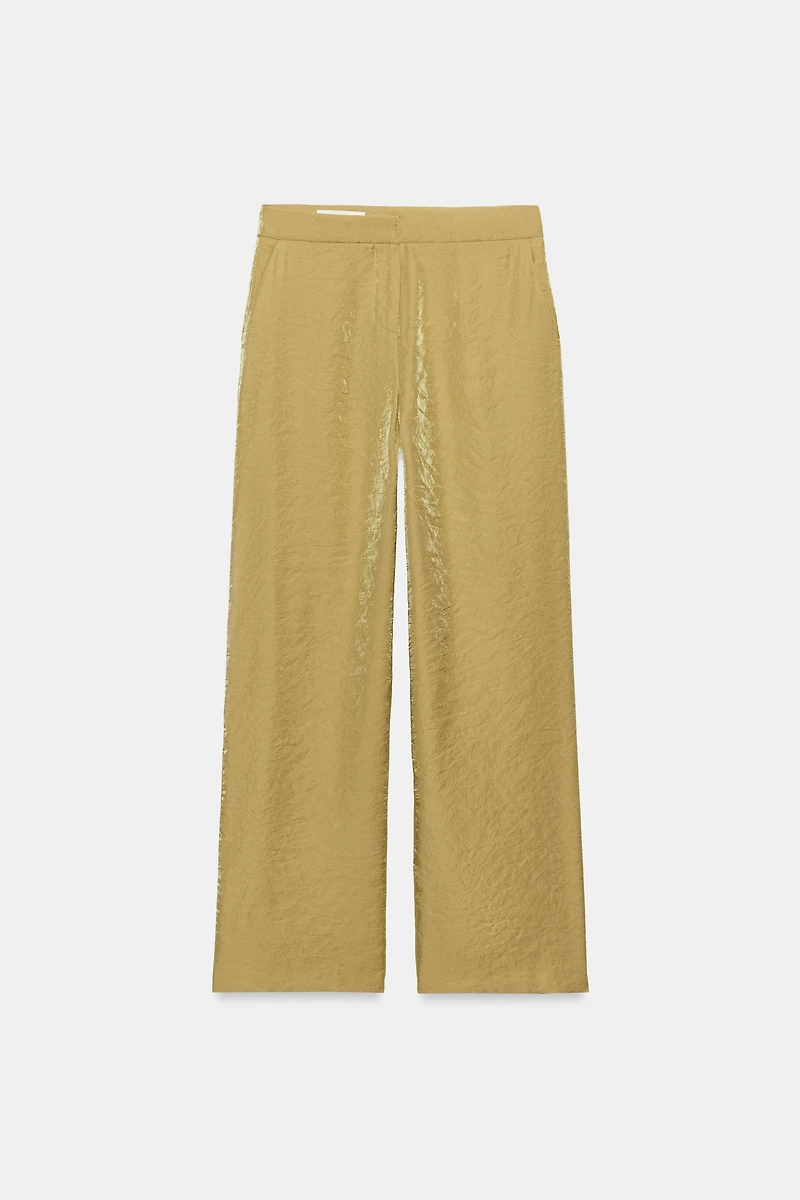 WRINKLE-LOOK STRAIGHT PANTS