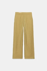WRINKLE-LOOK STRAIGHT PANTS