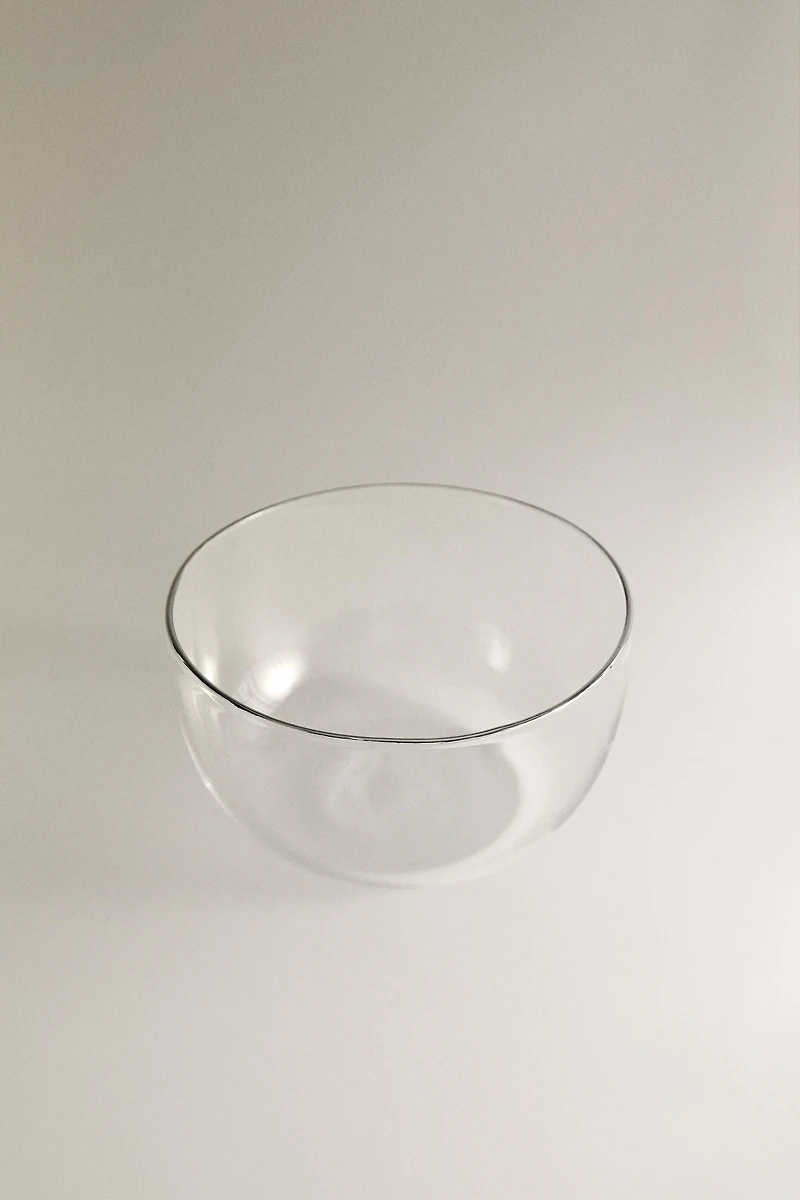 SILVER RIM BOROSILICATE GLASS BOWL