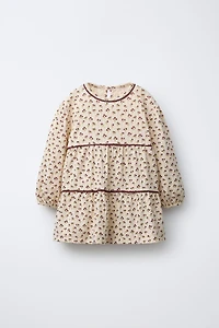 FLORAL TEXTURED PANEL DRESS