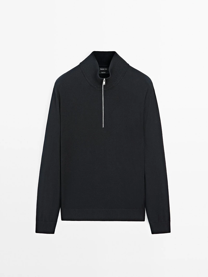 Pull en maille à col camionneur zipp