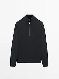Pull en maille à col camionneur zipp