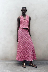 PRINTED MIDI SKIRT