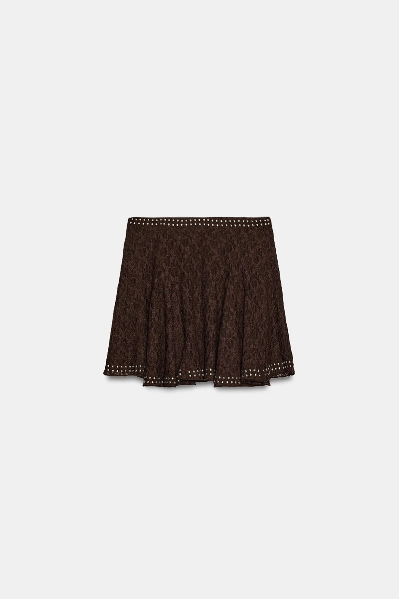 STUDDED LACE SKIRT