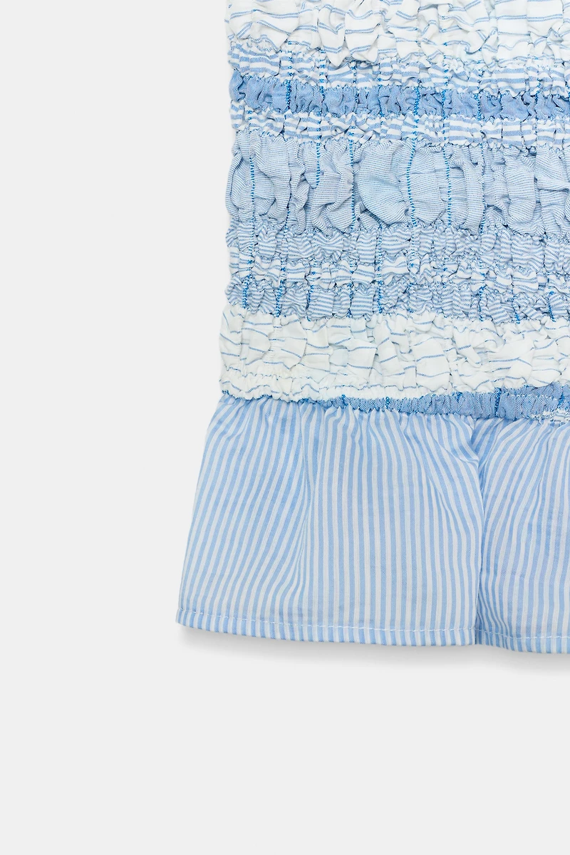 STRIPED SMOCKED TOP
