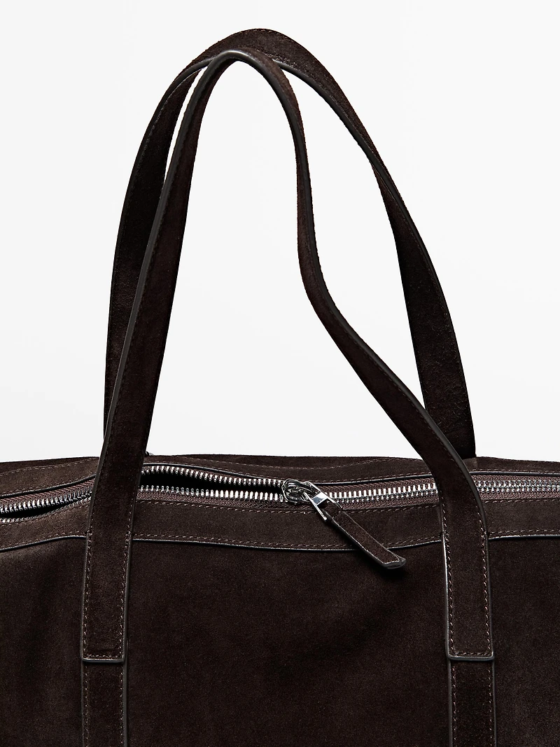 Suede leather travel bag