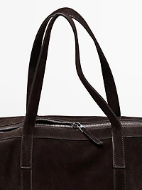 Suede leather travel bag