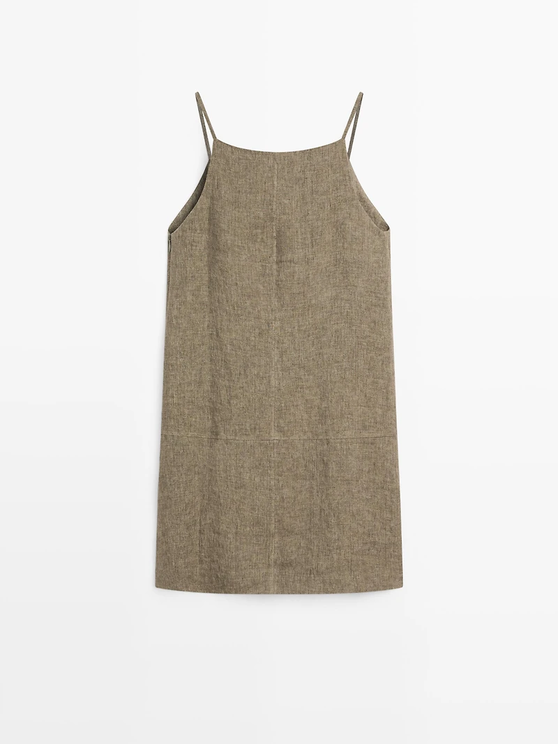 100% linen short dress