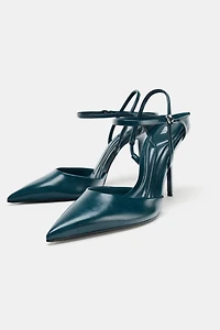 SLINGBACK ANKLE STRAP HEELS