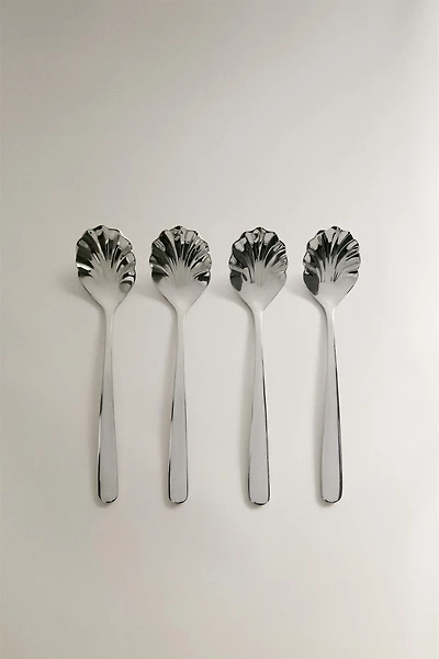 SHELL STEEL DESSERT SPOONS (PACK OF 4)