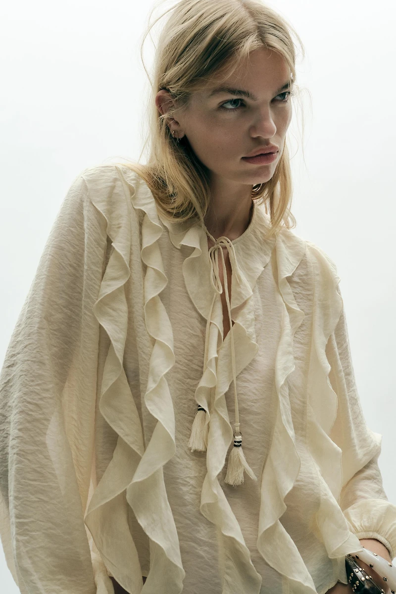BLOUSE ROMANTIQUE À VOLANTS