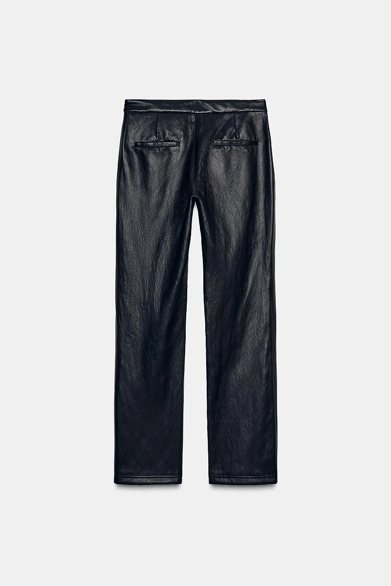 FAUX LEATHER FLARE PANTS