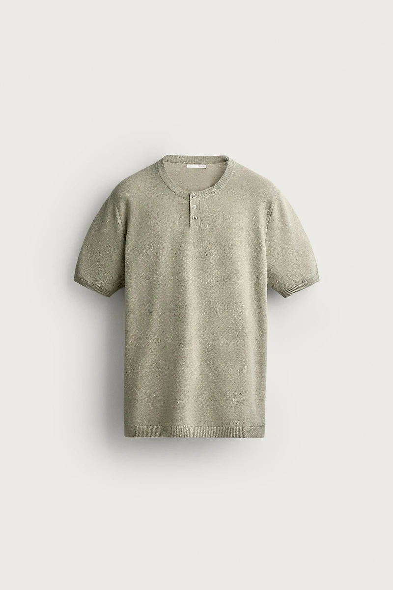 KNIT HENLEY T-SHIRT