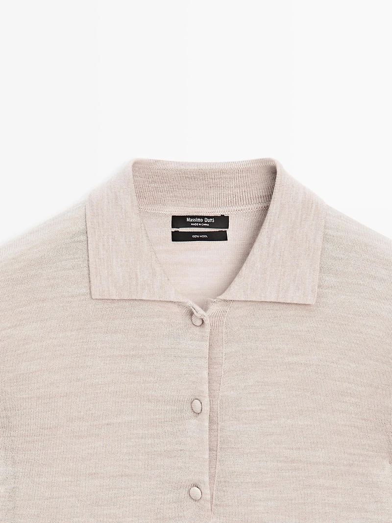 Wool knit polo sweater