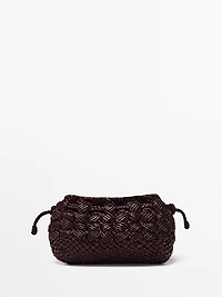 Sac pochette macramé en cuir nappa