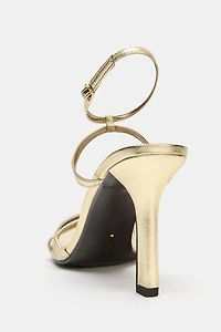 METALLIC EFFECT HEELED SANDALS